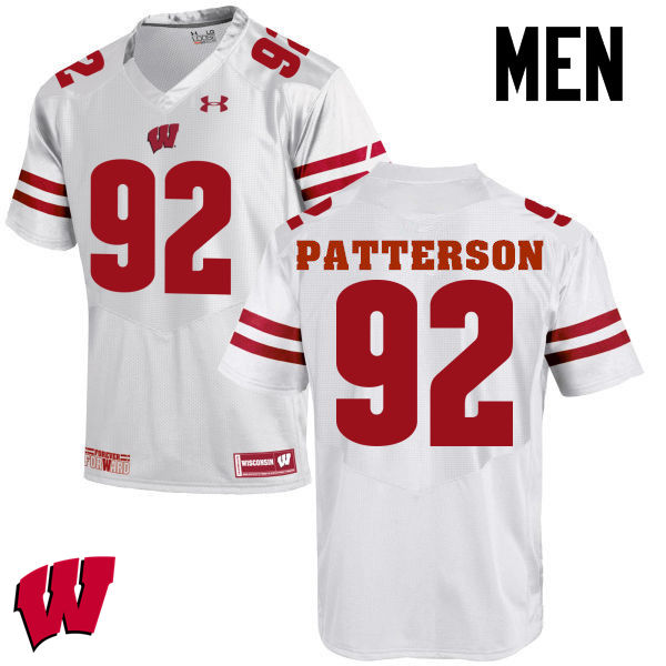 Men Wisconsin Badgers #92 Jeremy Patterson College Football Jerseys-White